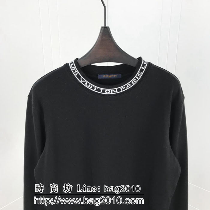 LV路易威登 19SS Virgil 定織字母螺紋 加厚長袖 男款黑色打底 Tee ydi1817